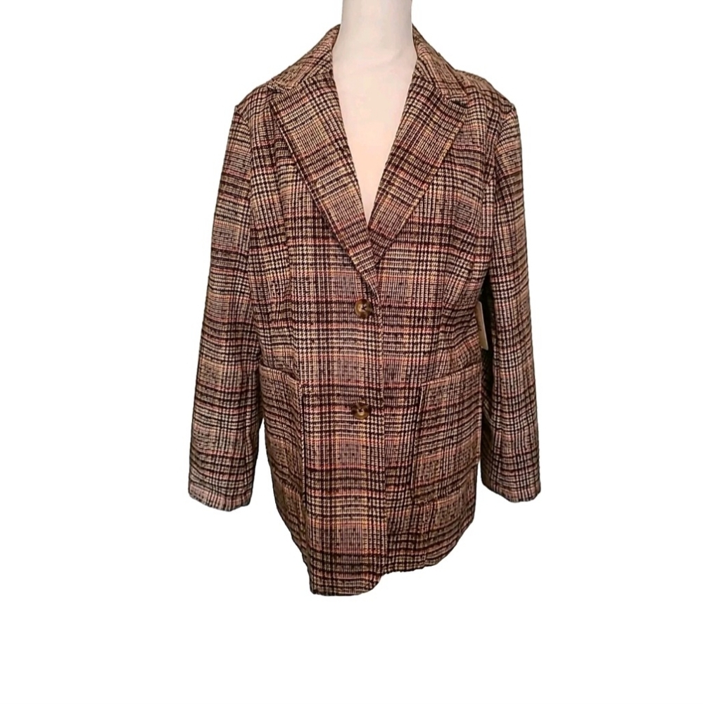 St Johns Bay Houndstooth Classic Wool Blend Blazer Jacket Sz PXL NWT 100$